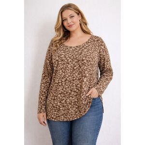 Peruvian Connection Ditzy Boho Floral Long Sleeve Basic Blouse Top Plus Size XXL